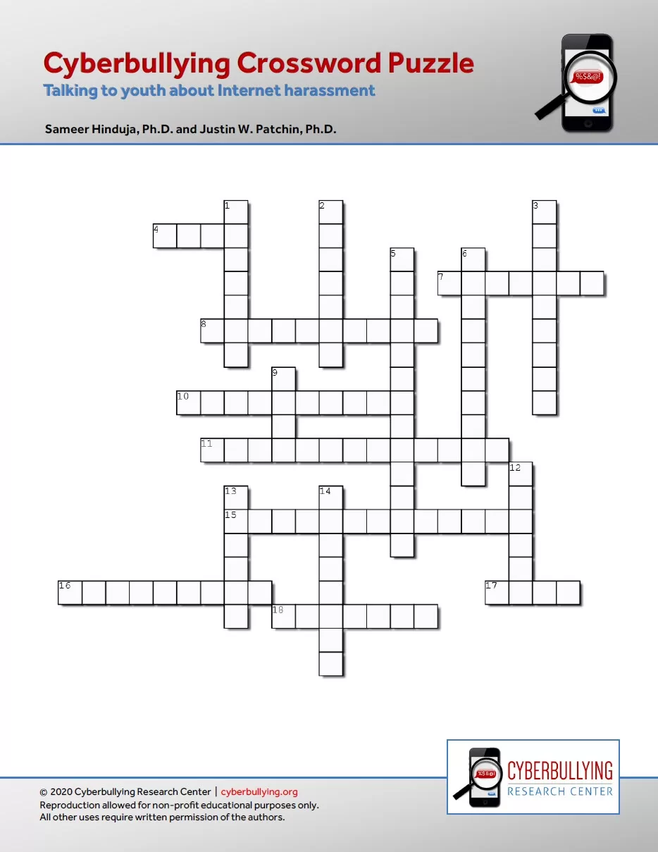 Cyberbullying Crossword Puzzle: Talking to Youth about Internet Harassment post thumbnail