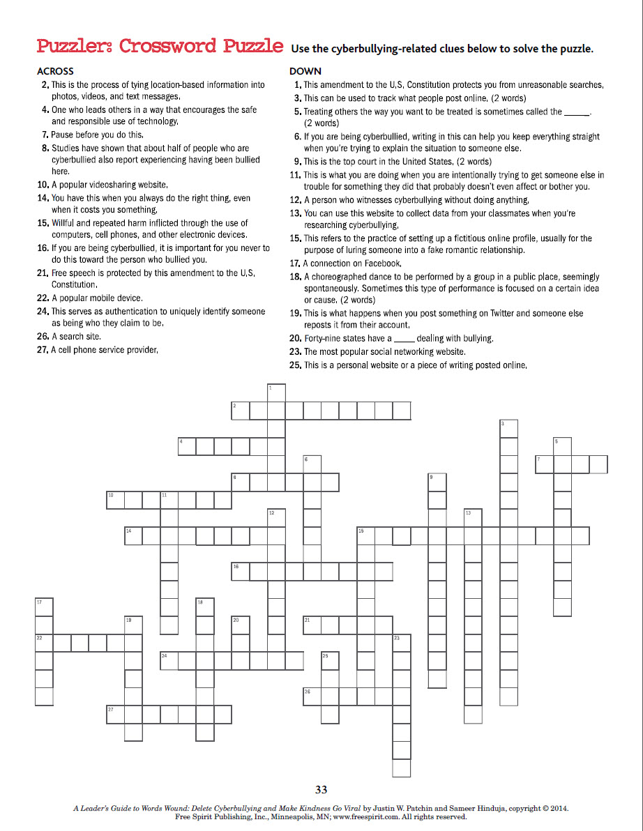 Cyberbullying Activity: Crossword Puzzle post thumbnail