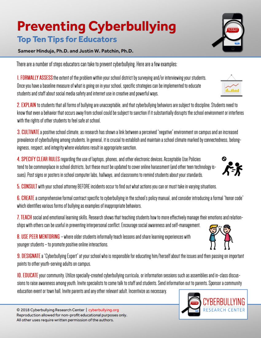 Preventing Cyberbullying - Top Ten Tips For Educators