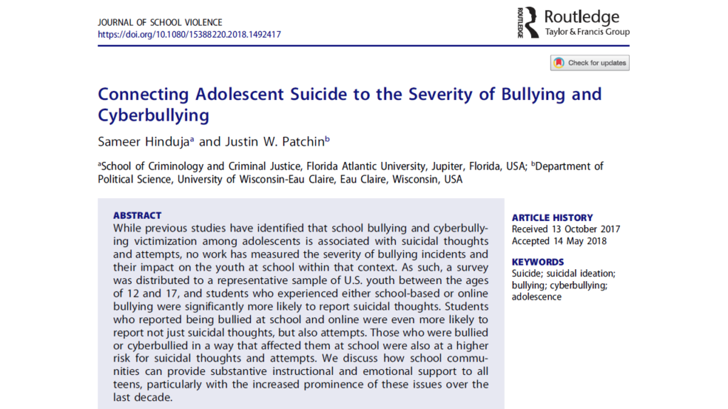 Bullying, Cyberbullying, And Suicide Among US Youth: Our Updated ...