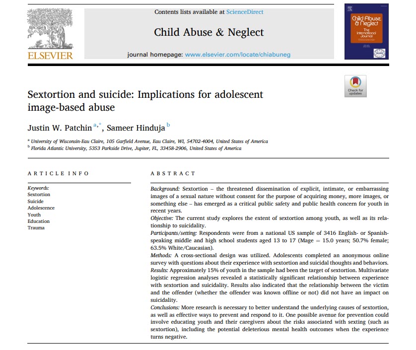 Sextortion and Teen Suicide